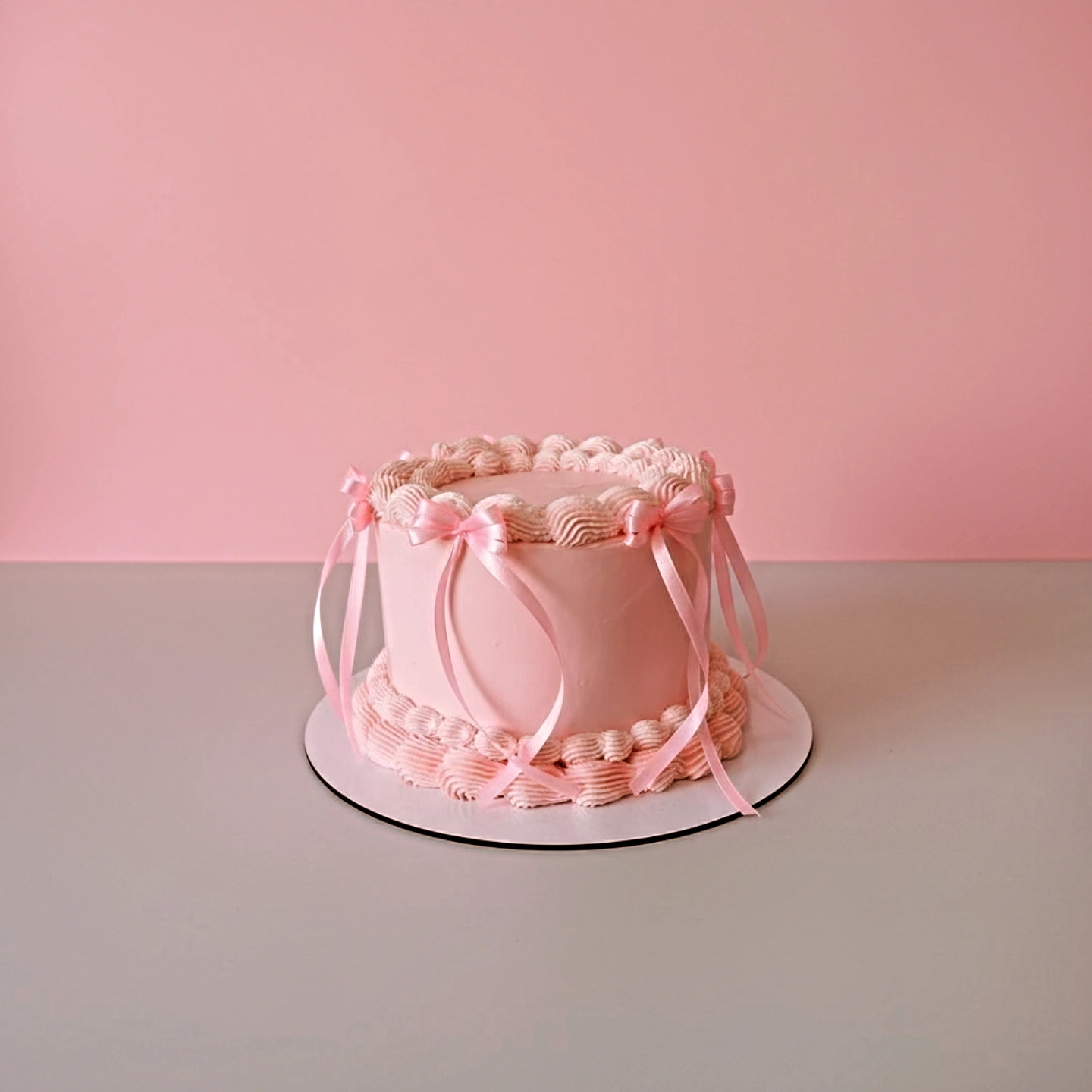 کیک تولد روبان صورتی